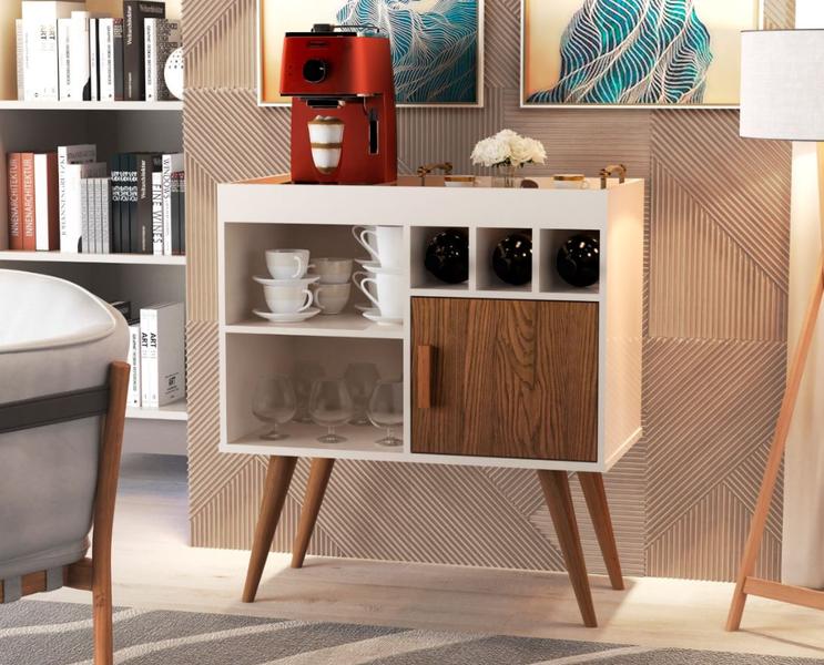 Aparador Buffet Paris cor Off White / Freijó - Comprar Móveis em Casa Imagem de Aparador Buffet Paris cor Off White / Freijó