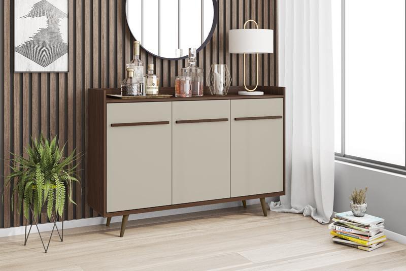 Aparador Buffet Quartzo Nogal/Off-White - Bechara Imagem de Aparador Buffet Quartzo Nogal/Off-White - Bechara