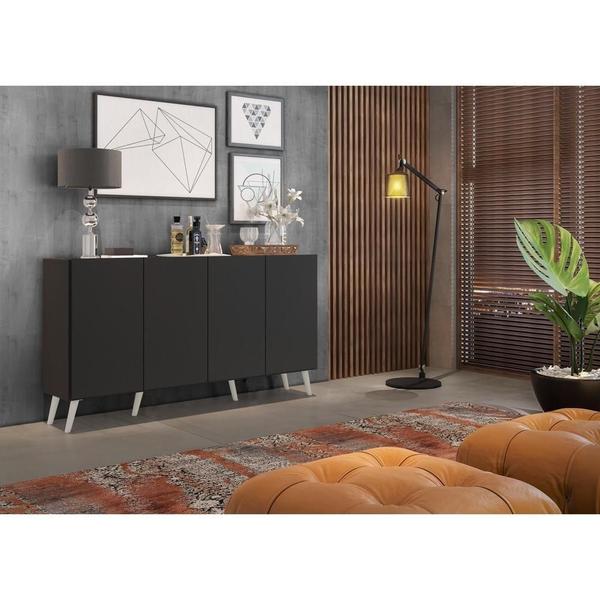 Imagem de Aparador Buffet Retrô Multimóveis Veneza 4 Portas FG3556 Preto/Branco