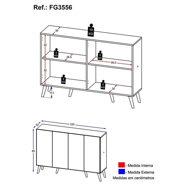 Imagem de Aparador Buffet Retrô Multimóveis Veneza 4 Portas FG3556 Rustic/Preto