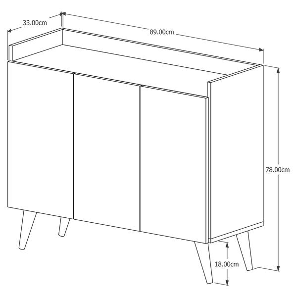 Imagem de Aparador Buffet Retrô Pés Palito 3 Portas Galhardo Prime - Off White Com Freijó - Lojas GB Móveis