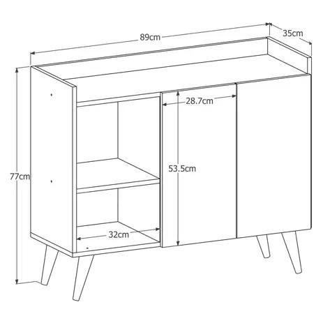 Imagem de Aparador Buffet Retrô Pés Palito Duas Portas Cantinho do Café Galhardo - Freijó Com Off White - Lojas GB Móveis