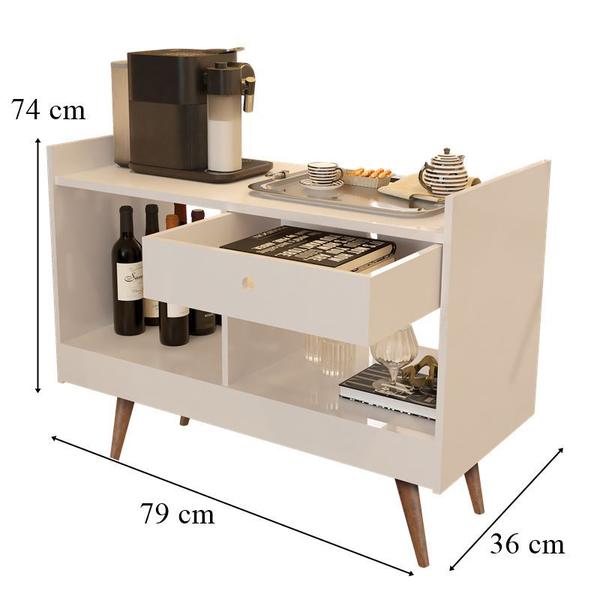 Imagem de Aparador Buffet Retrô Pés Palito e divisor de ambientes Chatô JB 4064 cor Perola - Comprar Moveis Em Casa