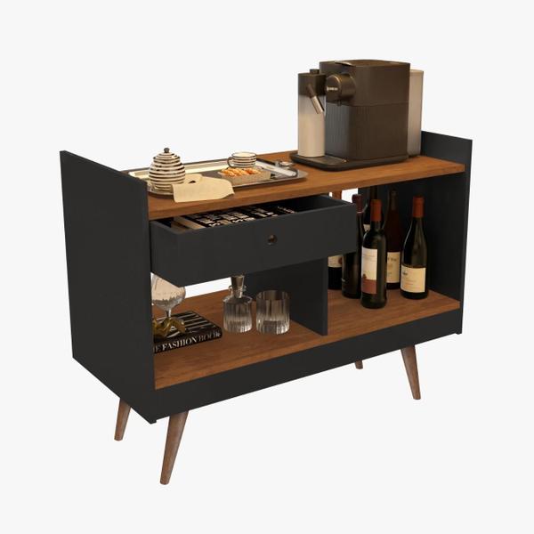 Aparador Buffet Retrô Pés Palito Jb 4064 Preto / Caramelo - Comprar Móveis Em Casa Imagem de Aparador Buffet Retrô Pés Palito Jb 4064 Preto / Caramelo