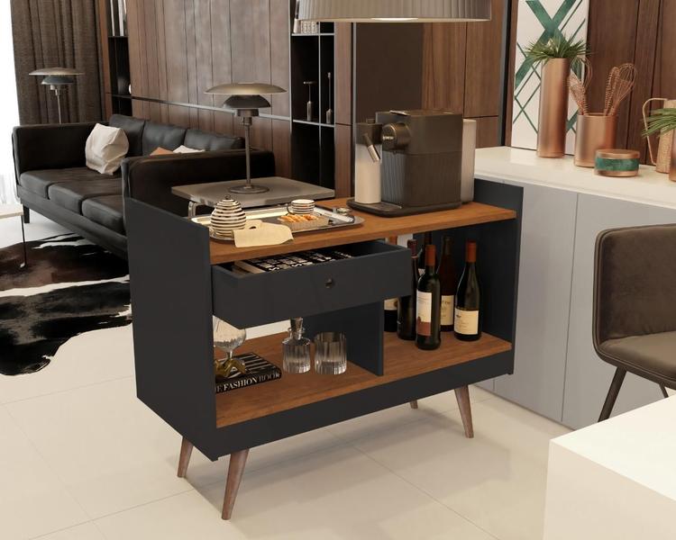 Aparador Buffet Retrô Pés Palito Jb 4064 Preto / Caramelo - Comprar Móveis Em Casa Imagem de Aparador Buffet Retrô Pés Palito Jb 4064 Preto / Caramelo