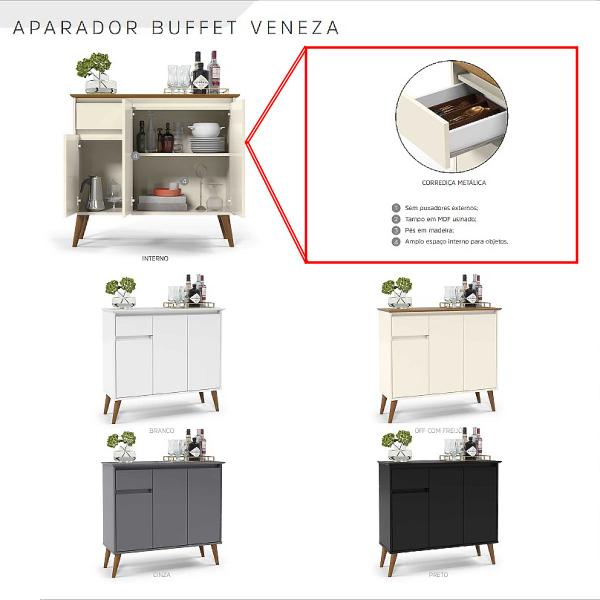 Aparador Buffet Retro Veneza 3 Portas Promo Pe Palito Coffee - EJ Móveis Imagem de Aparador Buffet Retro Veneza 3 Portas Promo Pe Palito Coffee