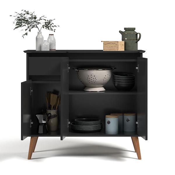 Aparador Buffet Retro Veneza 3 Portas Promo Pe Palito Coffee - EJ Móveis Imagem de Aparador Buffet Retro Veneza 3 Portas Promo Pe Palito Coffee