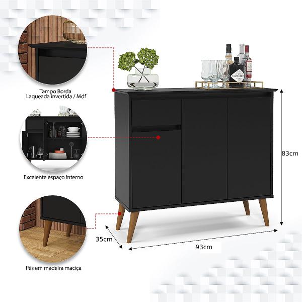 Aparador Buffet Retro Veneza 3 Portas Promo Pe Palito Coffee - EJ Móveis Imagem de Aparador Buffet Retro Veneza 3 Portas Promo Pe Palito Coffee