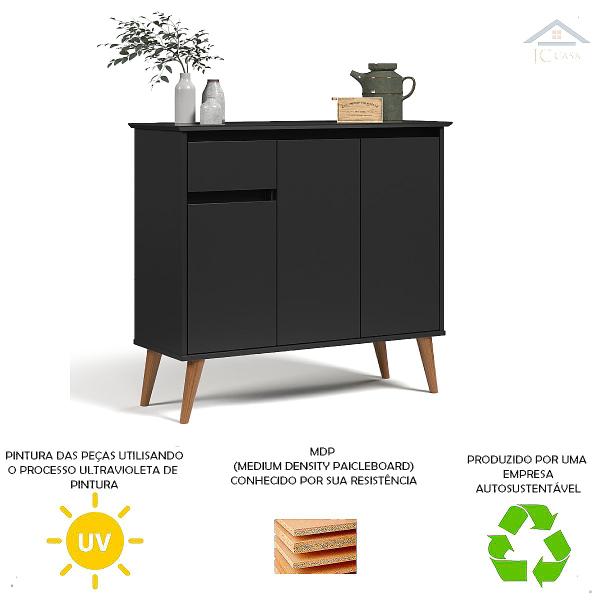 Aparador Buffet Retro Veneza 3 Portas Promo Pe Palito Coffee - EJ Móveis Imagem de Aparador Buffet Retro Veneza 3 Portas Promo Pe Palito Coffee
