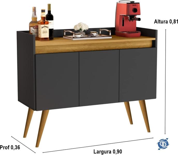 Aparador Buffet Sala 3 Portas Luxo Prime - Várias Cores - JM Casa dos Móveis Imagem de Aparador Buffet Sala 3 Portas Luxo Prime - Várias Cores - JM Casa dos Móveis