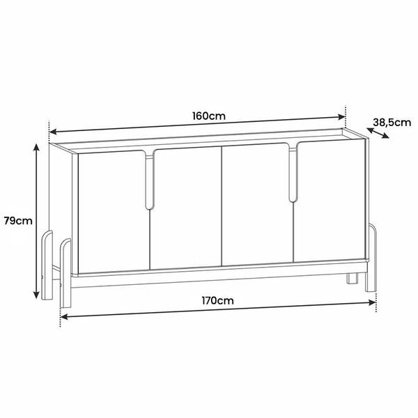Imagem de Aparador Buffet Sala Lizz 170cm com Pés de Madeira Maciça