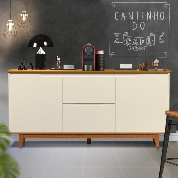 Imagem de Aparador Cantinho Do Café 2 Portas 2 Gavetas Off White Freijó Flex Figueira Shop JM