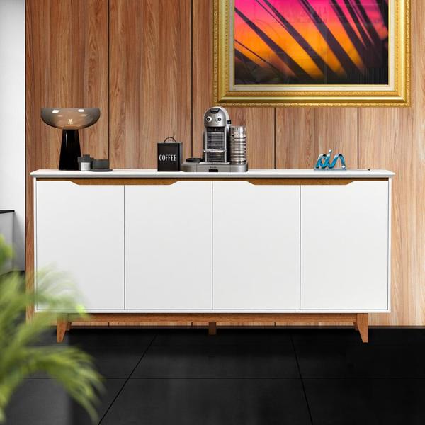 Aparador Cantinho Do Café 4 Portas Branco Freijó Flex Fresno Shop JM - E.J Imagem de Aparador Cantinho Do Café 4 Portas Branco Freijó Flex Fresno Shop JM