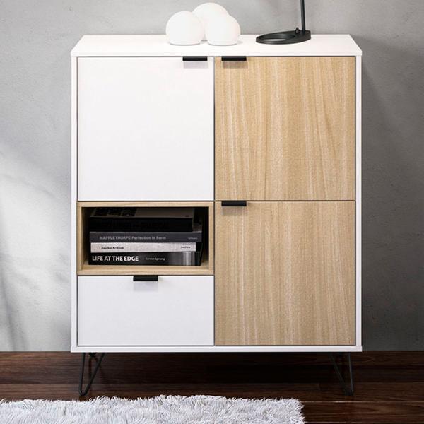 Aparador Cayman 3 Portas 1 Gaveta Branco/Legno Salinas - Politorno Imagem de Aparador Cayman 3 Portas 1 Gaveta Branco/Legno Salinas - Politorno