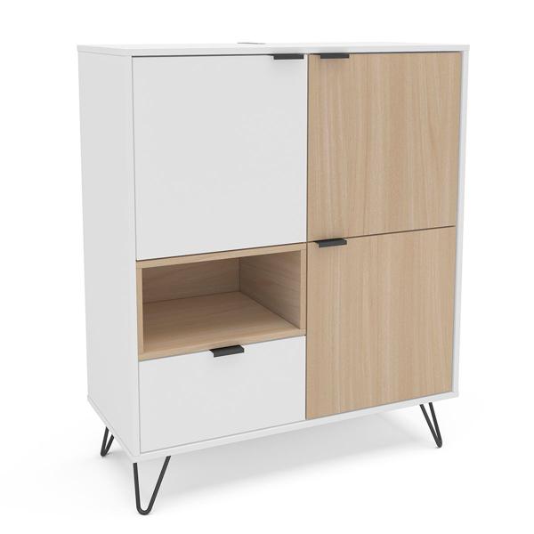 Aparador Cayman 3 Portas 1 Gaveta Branco/Legno Salinas - Politorno Imagem de Aparador Cayman 3 Portas 1 Gaveta Branco/Legno Salinas - Politorno