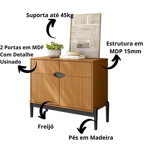 Imagem de Aparador Com Buffet 2 Portas Intense Movelove Freijó/Preto