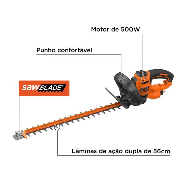 Imagem de Aparador De Cerca Viva 22'' 500W Black+Decker Behts401 110V