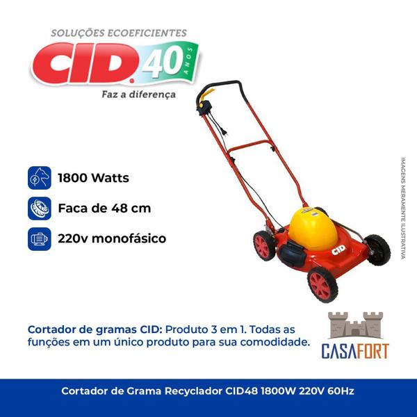 Imagem de Aparador De Grama Jardim Cid 48 1800 Watts Recicladora 220V