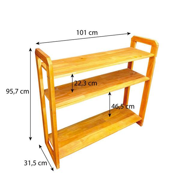 Aparador de Madeira Pinus Linea com Vão de 3 Prateleiras Ample Carvalho - ArtFactory Design Imagem de Aparador de Madeira Pinus Linea com Vão de 3 Prateleiras Ample Carvalho