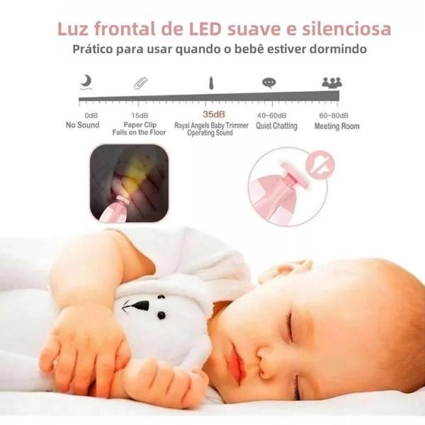 Imagem de Aparador De Unha Elétrico Infantil 6 Em 1 + Luz Led (Rosa)