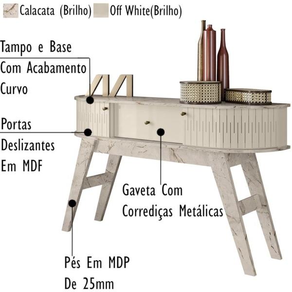 Imagem de Aparador E Mesa De Centro Para Sala Estind Calacata Off White MDT