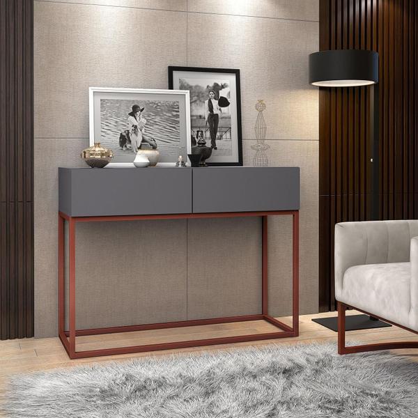 Imagem de Aparador Eros 90cm Buffet Com Pes de Ferro Cobre 2 Gavetas