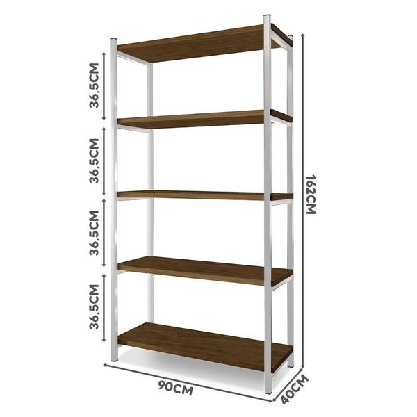 Aparador Grande Em Aço 5 Prateleiras 90 cm Imbuia Branco Garen Steel Mobile Imagem de Aparador Grande Em Aço 5 Prateleiras 90 cm Imbuia Branco Garen Steel Mobile