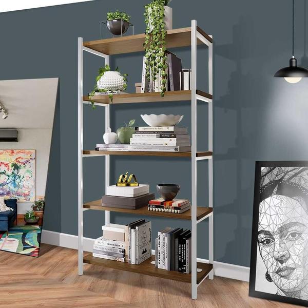 Aparador Grande Em Aço 5 Prateleiras 90 cm Imbuia Branco Garen Steel Mobile Imagem de Aparador Grande Em Aço 5 Prateleiras 90 cm Imbuia Branco Garen Steel Mobile