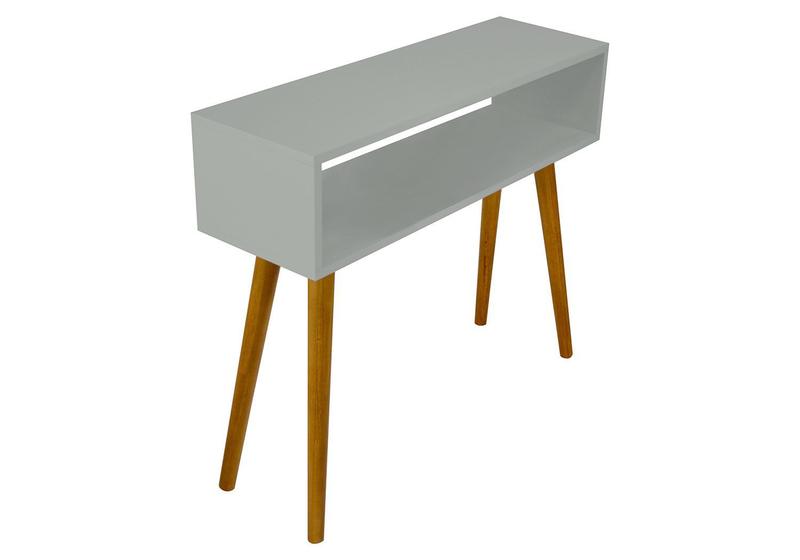 Imagem de Aparador Hall Nicho Pé Palito Retrô Lateral Apoio Madeira MDF Cinza Claro 80x80x25cm