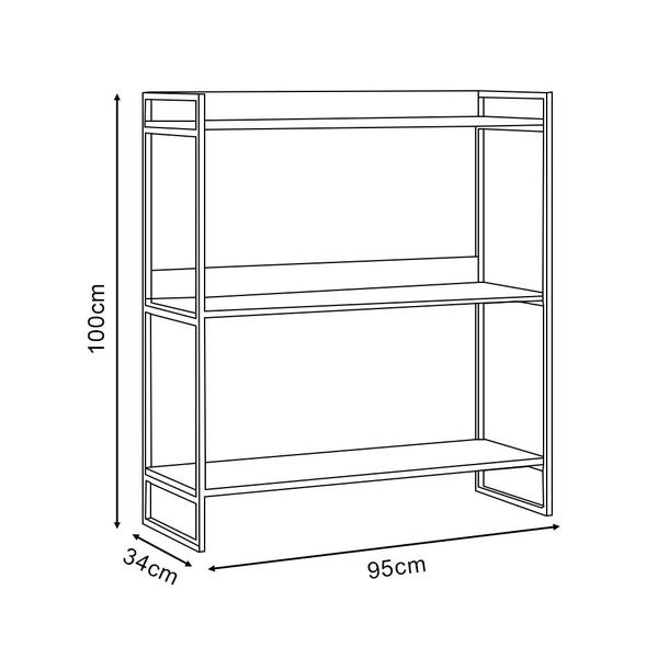 Aparador Industrial 3 Prateleiras Córdoba 95cm Branco e Preto - IRON WOOD Imagem de Aparador Industrial 3 Prateleiras Córdoba 95cm Branco e Preto