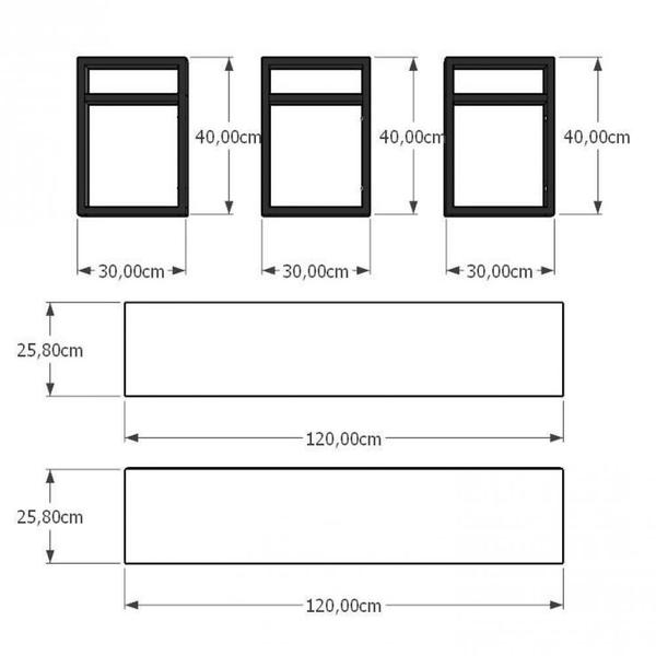 Imagem de Aparador industrial aço cor preto mdf 30 cm cor amadeirado escuro modelo ind04aeapr