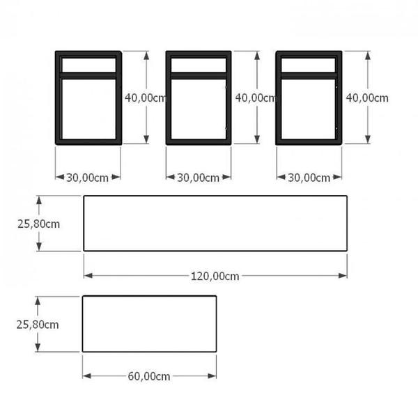 Imagem de Aparador industrial aço cor preto prateleiras 30 cm cor preto modelo ind07papr