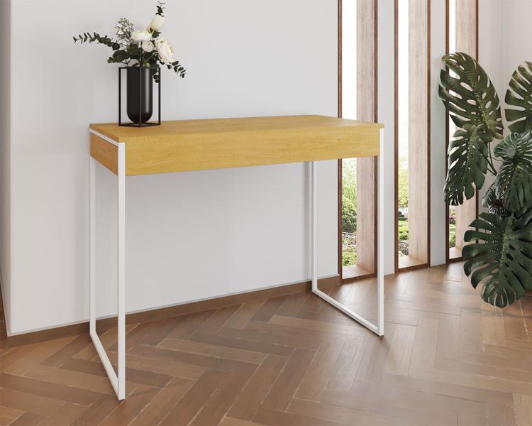 Aparador Industrial Califórnia 137x40 Ferro Branco Tampo Canela - Império Roma Imagem de Aparador Industrial Califórnia 137x40 Ferro Branco Tampo Canela