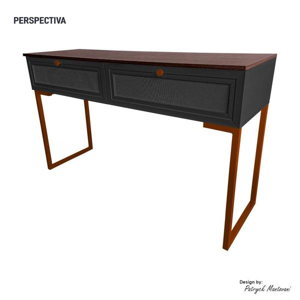 Imagem de Aparador Iron 2 Gavetas 135 cm Nova Imbuia/Preto/Cobre - Vizzato