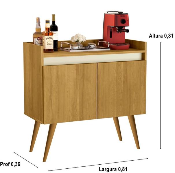 Aparador Junior Luxo 2 Portas Pés Palito Cor Madeirado / Off - Comprar Móveis Em Casa Imagem de Aparador Junior Luxo 2 Portas Pés Palito Cor Madeirado / Off