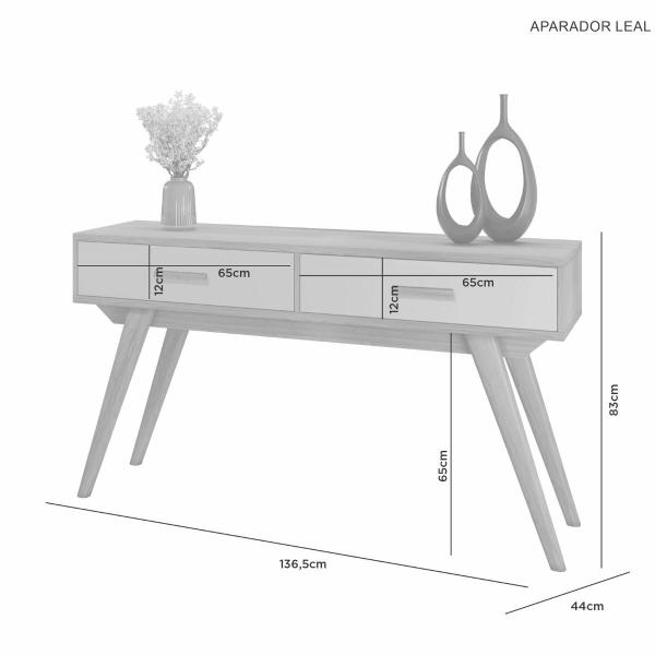 Imagem de Aparador Leal 2 Gavetas e Pés Em Madeira Maciça - Jcm