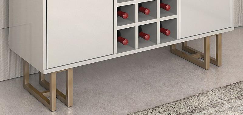 aparador londres 2 portas estilo industrial puxador em couro base dourado - LCN Moveis Imagem de aparador londres 2 portas estilo industrial puxador em couro base dourado