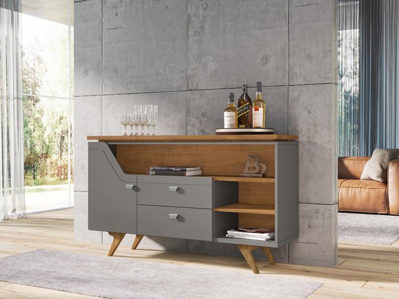 Aparador Lyon Titanium/Naturalle - Bechara Imagem de Aparador Lyon Titanium/Naturalle - Bechara