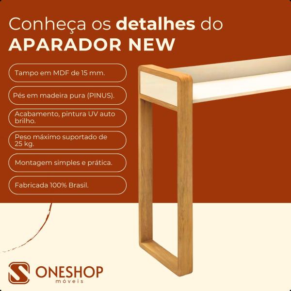 Imagem de Aparador New Decorativo/Cantinho do Café/Mesa para Quadros/Estante de Bebidas Branco/Off White/Preto