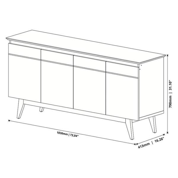 Imagem de Aparador para Sala Buffet Ambiente Classic 1.8 Off White Freijó - Imcal