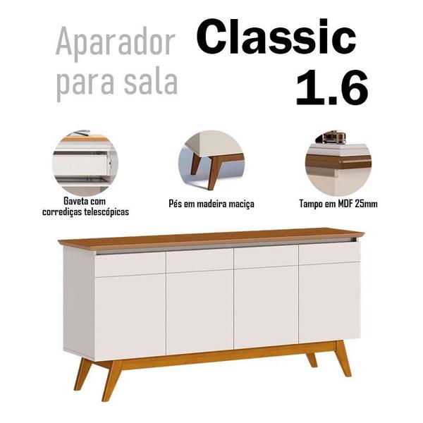 Imagem de Aparador para Sala Buffet Classic 1.6 com Gaveta Off White Freijó - Imcal