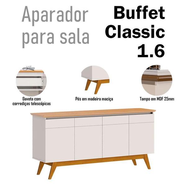 Imagem de Aparador para Sala Buffet Classic 1.6 com Gaveta Off White Nature - Imcal