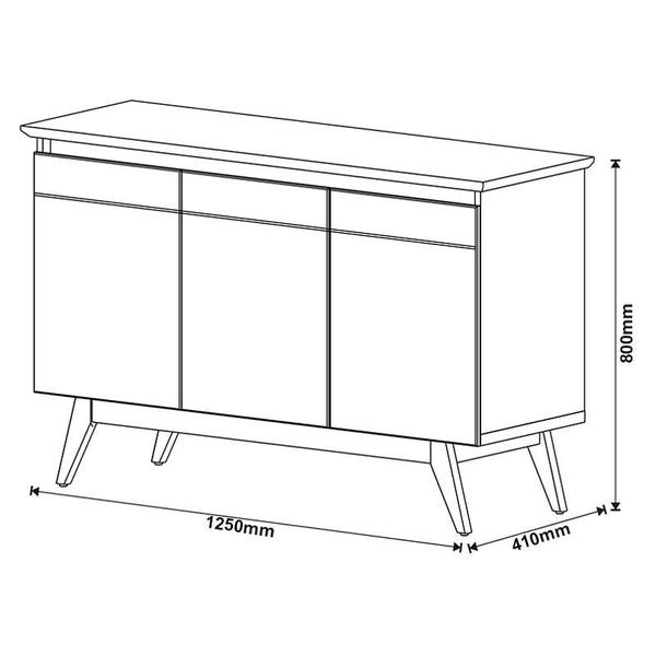 Imagem de Aparador para Sala Buffet Classic 3 Portas com Gaveta Off White Freijó - Imcal