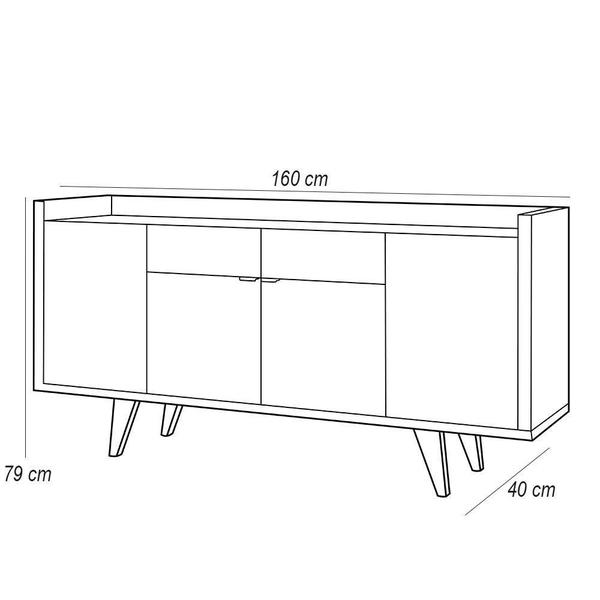 Aparador Para Sala Buffet com 04 Portas 02 Gavetas Havana B01 Preto Nature - Lyam Decor Imagem de Aparador Para Sala Buffet com 04 Portas 02 Gavetas Havana B01 Preto Nature - Lyam Decor