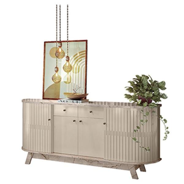 Aparador para Sala Buffet Mônaco Calacata Off White Madetec Imagem de Aparador para Sala Buffet Mônaco Calacata Off White Madetec