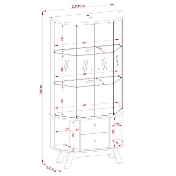 Imagem de Aparador para Sala Buffet Mônaco e Cristaleira Moss Cinamomo Off White  Madetec