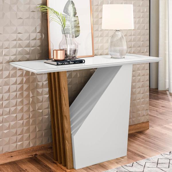 Aparador Para Sala com Tampo de Vidro Sirius N01 Ypê Off White - Lyam Decor Imagem de Aparador Para Sala com Tampo de Vidro Sirius N01 Ypê Off White - Lyam Decor