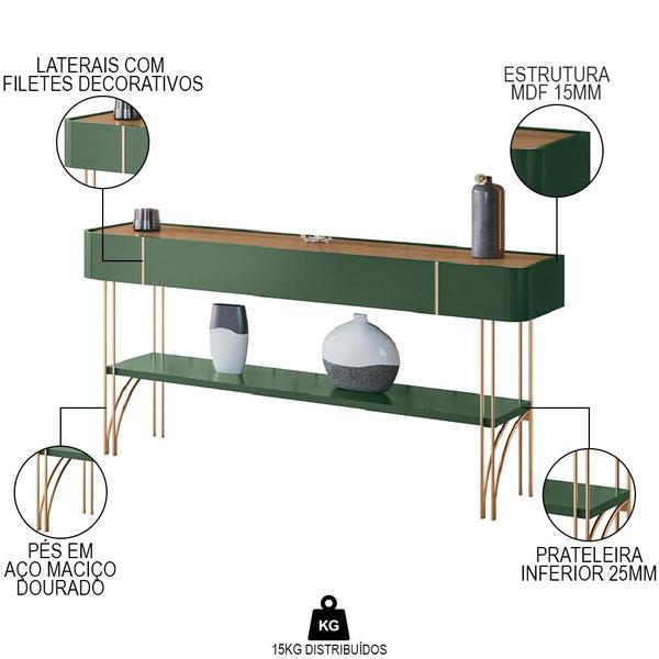 Imagem de Aparador Para Sala de Estar Pés de Aço Gianni H01 Verde Pistache/Freijó - Mpozenato