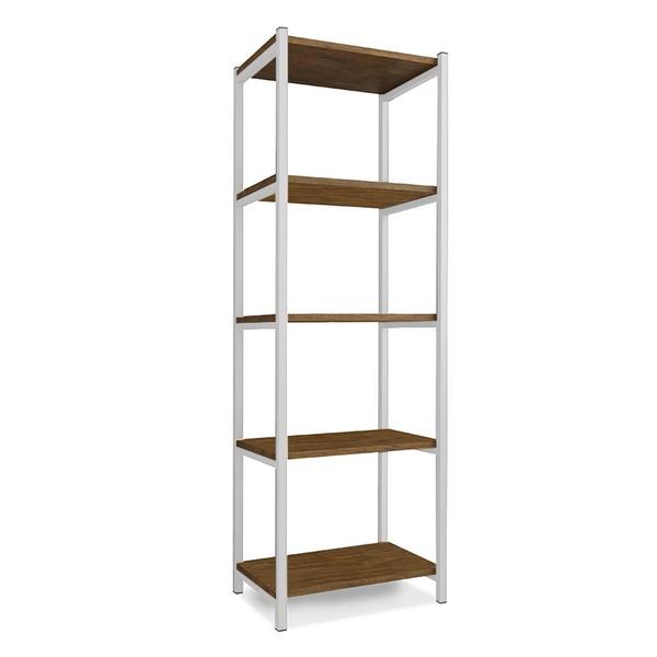 Imagem de Aparador Para Sala Em Aço 5 Prateleiras 50 cm Imbuia Branco Zed Steel Mobile