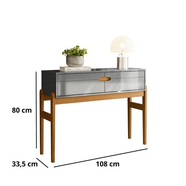 Imagem de Aparador Retrô Intense Com Pés de Madeira Freijó Com Cinza Perolizado - Movelove